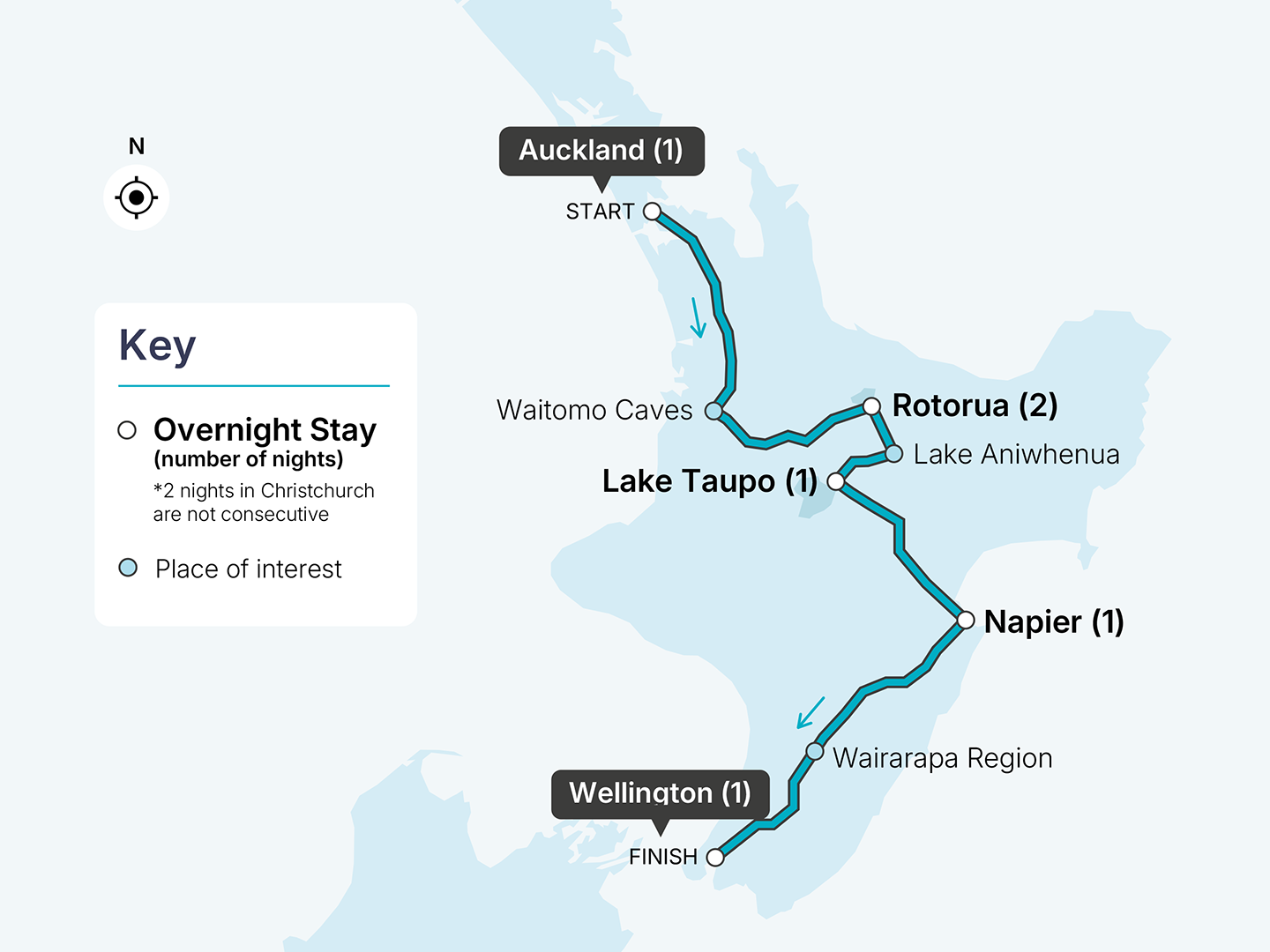 7 Day Northern Explorer Map
